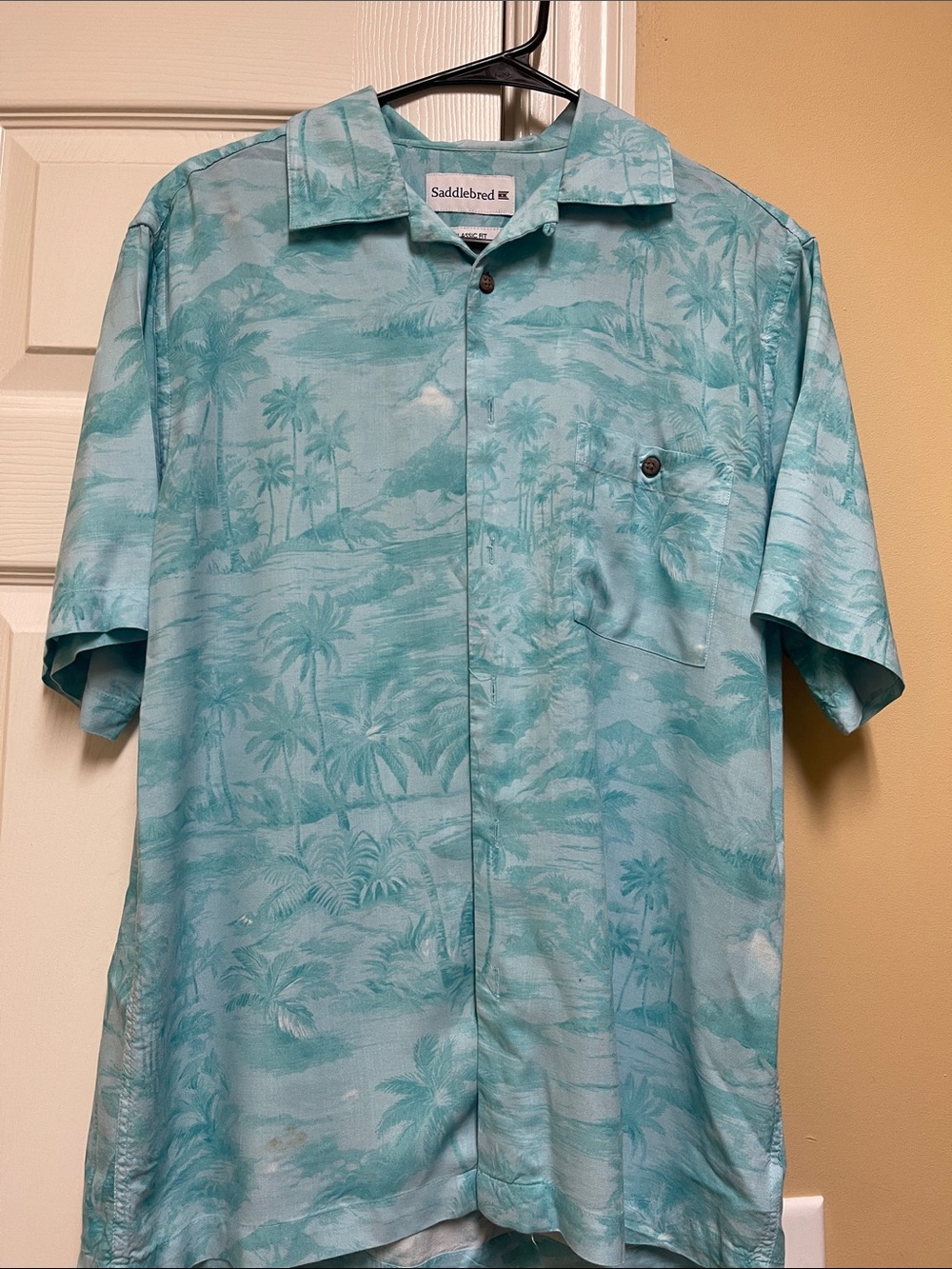 Saddlebred Seafoam Tropical Camp Collar Shirt